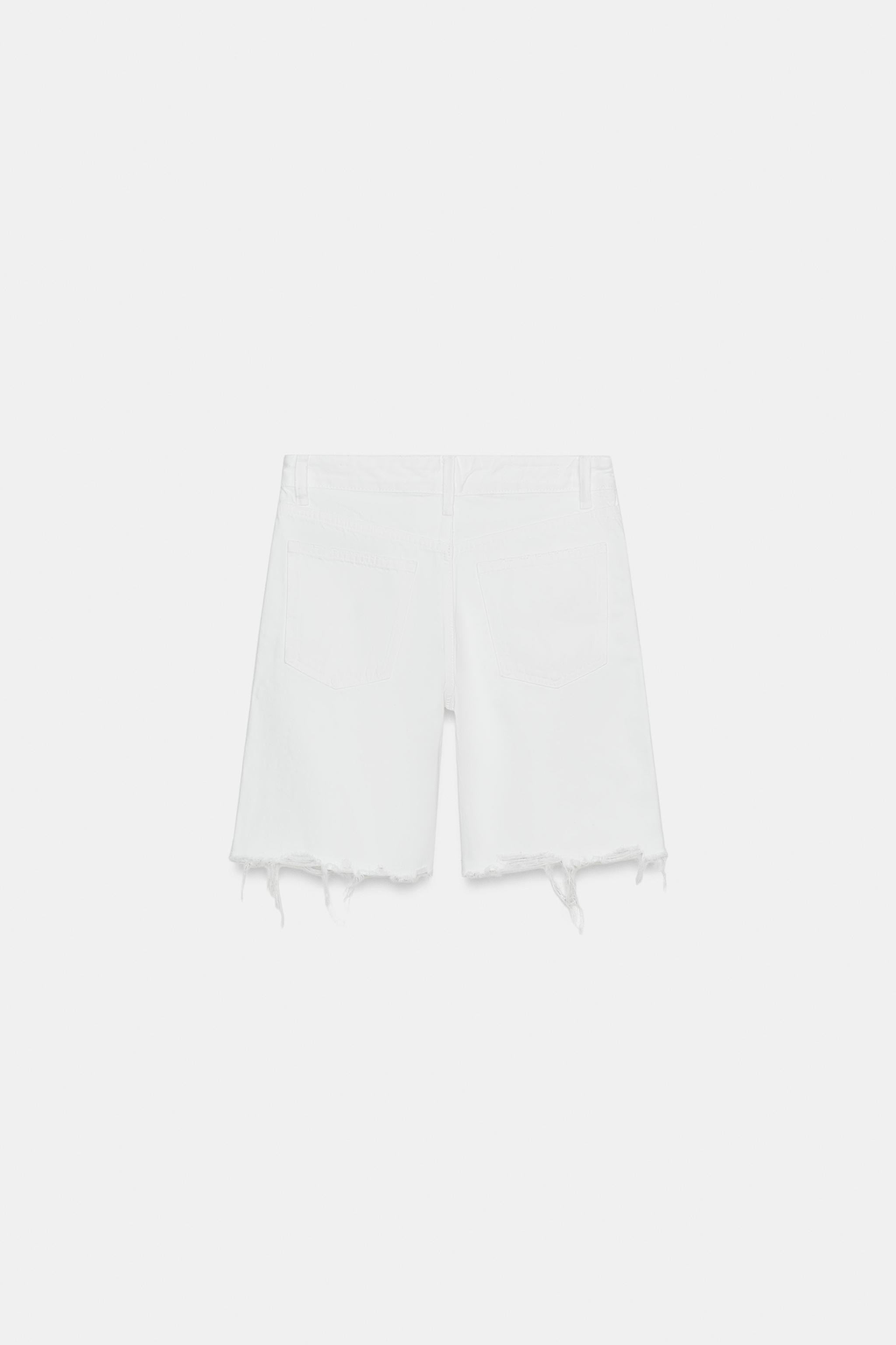 TRF RIPPED MID-RISE DENIM SHORTS